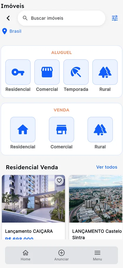 Categorias de imóveis do autoimoveis para aluguel e venda